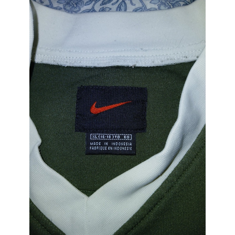 VINTAGE Nike Sweatshirt Womens XL Green V Neck Pullover Embroidered Swoosh Y2K - Picture 6 of 8